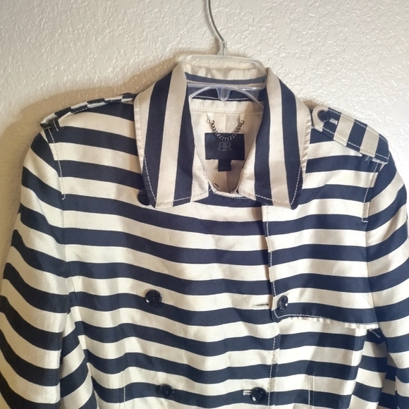 NWT Banana Republic Monogram lightweight striped trench coat sz Xl - Picture 3 of 8